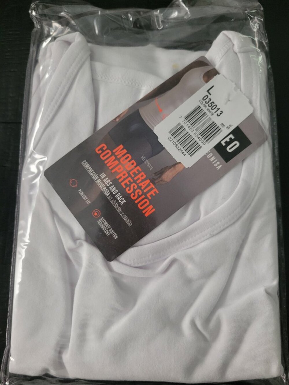 LEO Men’s Moderate Compression Shirt White Size L NWT